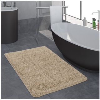 Badematte Badezimmer Teppich Einfarbig Hochflor Paco Home, 100% Polypropylen, Rund beige Rund