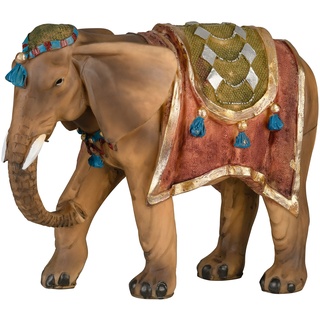 MaMeMi Krippenfigur Elefant [Höhe 11 cm, handbemalt aus Polyserin/Kunstharz] Krippentier/Zubehör für die Weihnachtskrippe