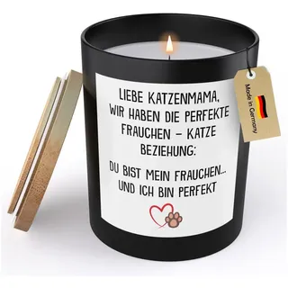 22Feels Duftkerze Deko Katzenmama Geschenk Frauchen Katze Frauen Katzenliebe Couch Kater, MADE IN GERMANY, Europäisches Sojawachs, Handgegossen schwarz