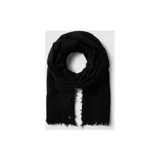 Schal aus Schurwolle mit Label-Detail, Black, 1