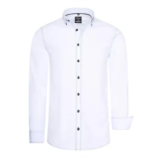 Langarmhemd RUSTY NEAL, Herren, Gr. 3XL, EURO-Größen, weiß, 97% Baumwolle, 3% Elasthan, unifarben, Hemden, mit dezenter Kontrast-Naht