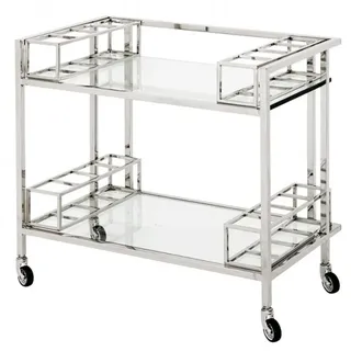 Casa Padrino Luxus Bar Trolley Servierwagen aus Edelstahl und Glas 80 x 48 x H. 77 cm - Luxus Hotel & Restaurant Einrichtung Möbel