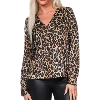 VERO MODA Damen Langarm Bluse VMVerena Blusenshirt mit Leopard-Muster 10323865 Tigers Eye Verena S - S
