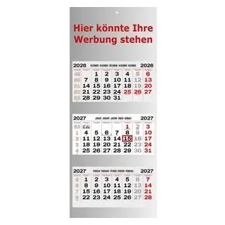 Böttcher-AG 3-Monatskalender Oslo mit Werbedruck, 1 Monat = 1 Blatt, 33 x 80 cm, Jahr 2027, 1000 Stück