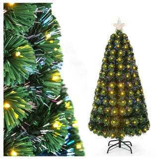 COSTWAY Künstlicher Weihnachtsbaum, 150cm, mit 170 Spitzen, 170 LEDs & Stern grün Ø 72 cm x 150 cm
