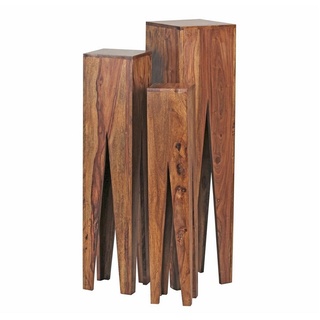 KADIMA DESIGN Satztisch Giraffenbein-Beistelltischset: Rustikales Ambiente mit Massivholz braun