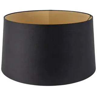 Qazqa Lampenschirm Rond schuin katoen, QAZQA Lampenschirm, Schwarz, Textil, Modern schwarz