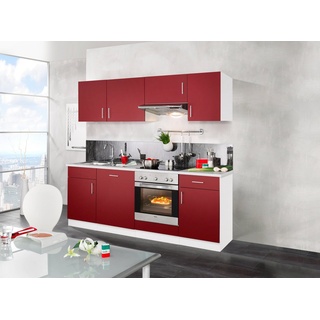 wiho Küchen Küchenzeile »Valencia«, mit E-Geräten, Breite 220 cm rot