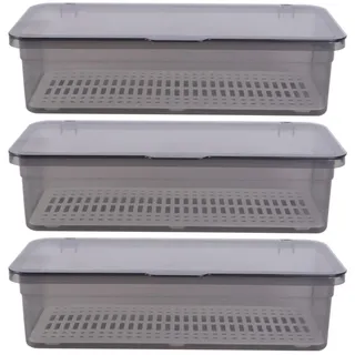 Angoily 3Er-Pack Besteckkasten mit Deckel Küchenschubladen-Organizer Küchenbesteckkasten Utensilien-Schubladen-Organizer mit Deckel Arbeitsplatten-Besteck-Aufbewahrungsbehälter