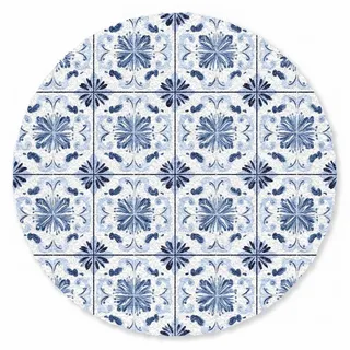 MuchoWow Fußmatte Rund Muster - Fliese - Blau, Rechteckig, Sauberlaufmatte, Fußabtreter, Türvorleger 120x120 cm blau 120 cm x 120 cm