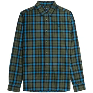 Fred Perry Hemd blaumeliert / grün / schwarz M