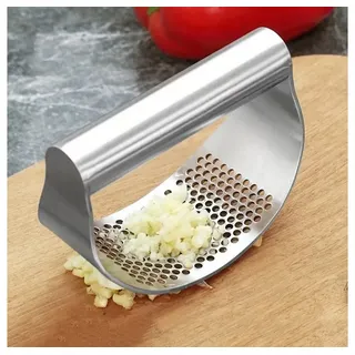 MORRENT Knoblauchpresse Edelstahl Knoblauchwippe, spülmaschinengeeignet, einfache Bedienung, Knoblauch Presse rostfrei, ergonomische, spülmaschinengeeignet silberfarben