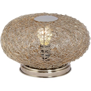 albena shop orientalische Tischlampe CIARI 18cm x 30cm rund aus Edelstahl Silberdraht mit LED | zauberhafte Lichteffekte als Stehlampe im Wohnzimmer oder als Nachttischlampe im Schlafzimmer