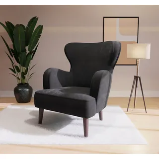 Sessel HOME AFFAIRE "SICILIA", schwarz, B:88cm H:88cm T:64cm, 100% Polyester, Sessel, Sessel, moderner Ohrensessel