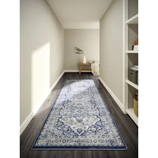 Villeroy & Boch Gabrielle Kurzflorteppich 80 x 240 cm Blau/Weiß