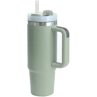 YuanDiann 850ml/30oz Doppelwandiger Edelstahl Vakuum Isolierbecher mit Griff & Deckel Kaffeebecher to Go Trinkbecher Becher Klein Strohhalm Tumbler Reisebecher Autobecher Thermobecher Lorbeerblätter