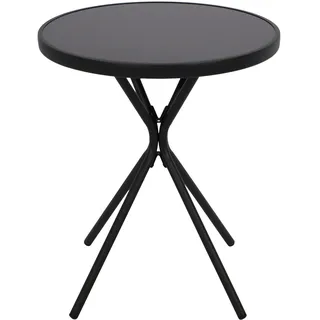 Gartentisch Glastisch Bistrotisch Balkontisch MILANO 60cm Metall Glas schwarz