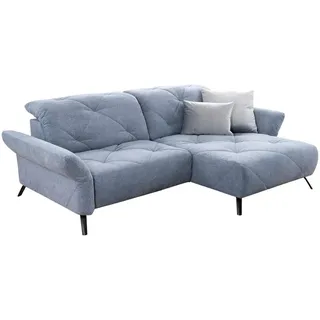 Moderano Ecksofa, Blau, Metall, 2-Sitzer, Ottomane rechts, L-Form, 262x173 cm, Typenauswahl, Stoffauswahl, seitenverkehrt erhältlich, Hocker Rücken echt, Armteil links, rechts, Wohnzimmer, Sofas & Couches, Wohnlandschaften, Ecksofas
