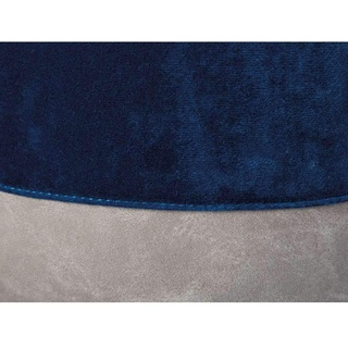 Pouf aus blauem und grauem Samt mit Kunstledergriff, 38x32,5x43 cm