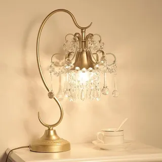 Jadssox Kristall-Tischlampe, goldene Nachttischlampe, Moderne Nachttischleuchte, Elegante Kristall-Desktop-Nachttischlampe, Akzentlampe für Wohnzimmer, Schlafzimmer, Esszimmer, Büro, Geschäft