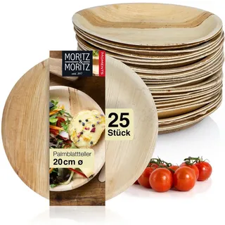 Moritz & Moritz Palmblattgeschirr Set 25 St. Rund Durchmesser 20 cm Beige