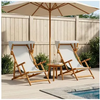 vidaXL Liegestuhl 3 Position 675 x 113 x 103 cm Creme 2 St.