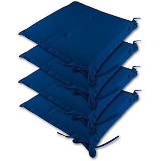 DeTeX® 4er Set Sitzkissen Sydney Outdoor Wasserabweisend 41x37 cm Stuhlkissen Sitzauflage Auflage Gartenstuhl Blau
