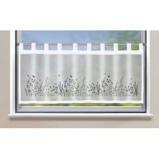 Scheibengardine, Gardinenbox, Schlaufen (1 St), halbtransparent, Bistrogardine »Bodrum« Voile Küchenfenster 2022410 schwarz|weiß