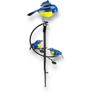 Crispe Home & Garden | Windspiel Vogel Familie 128 cm | Deko Gartenstecker | Gartendekoration Metall | Gartendeko Vogel | Hochwertig und langlebig