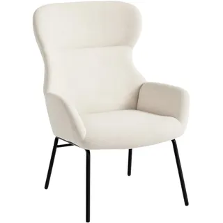 Homcom Ohrensessel Relaxsessel Leinenoptik 1-St. 75 x 110 x 80 cm Cremeweiß mit Relax-Funktion
