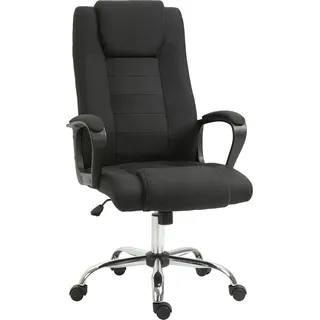 aosom Vinsetto Bürostuhl Computerstuhl mit Wippenfunktion Kopfstütze ergonomischer Schreibtischstuhl drehbar höhenverstellbar Leinen-Touch Schwarz 62 x