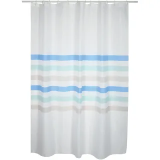 MSV Cotexsa by Premium Anti-Schimmel Textil Duschvorhang - Anti-Bakteriell, waschbar, 100% wasserdicht, mit 12 Duschvorhangringen - Polyester, „Seauville“ Pastell 180x200cm – Made in Spain