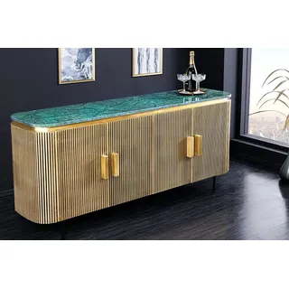 riess-ambiente Sideboard VENEZIANO 160cm messing/grün - Marmorplatte, Mango, Massivholz, Metall (Einzelartikel, 1 St), Kommode im Retro-Design - ideal für Wohnzimmer, Flur oder Lounge goldfarben