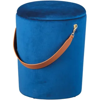 Interlink Sitzhocker Samt 35 x 45 x 35 cm Blau