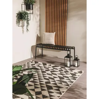 benuta Nest Teppich Cleo - Schwarz 120x170 cm - Kunstfaser - Outdoor geeignet - Rechteckig & im Style: Geometrisch, Shabby Chic - Pflegeleicht für Wohnzimmer Schlafzimmer