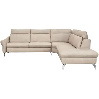 Himolla Komfortklass Ecksofa, Creme, Metall, Echtleder, Rindleder, 5-Sitzer, Ottomane rechts, L-Form, 294x242 cm, Blauer Engel, Goldenes M, Emas, erweiterbar, Typenauswahl, Fußauswahl, Lederauswahl, Stoffauswahl, planbar, Wohnzimmer, Sofas & Couches, Wohnlandschaften, Ecksofas
