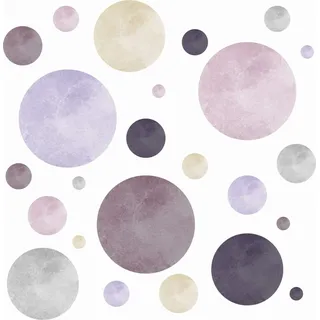 v79 tjapalo® 134St Pastell Punkte Aufkleber Wandtattoo Aquarell Punkte lila Kreise Wandtattoo punkte Kinderzimmer