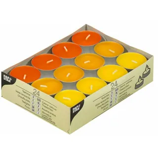 Papstar 24 Teelichte Ø 38 mm · 16 mm "gelb, orange, borneo"