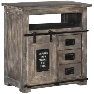 ausgefallene Used Look Kommode klein Sideboard grau Schrank Mangoholz massiv