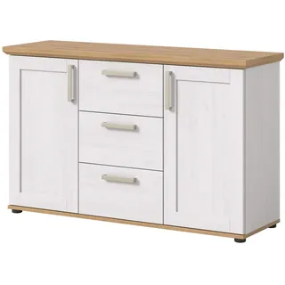 inn.furn Sideboard 129 x 80 cm Weiß / Lärche / Eiche Artisan