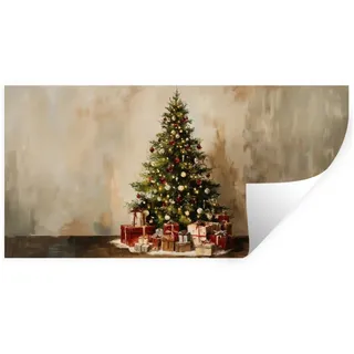 MuchoWow Wandsticker Weihnachtsbaum - Geschmückt - Farbenfroh (1 St), Sticker für die Wohnzimmer und Schlafzimmer, 160x80 cm 160 cm x 80 cm x 0.1 cm