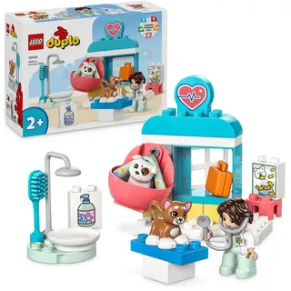 LEGO DUPLO Town Besuch in der Tierklinik, Tierarzt-Spielzeug für Rollenspiele mit Hund, Katze und Tierärztin, Lernspielzeug für Kinder ab 2 Jahr...