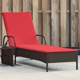 Sonnenliege Mit Rollen Und Kissen Braun Poly Rattan