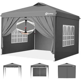 Sekey Faltpavillon 3 x 3 m inkl. 4 Seitenteile Grau