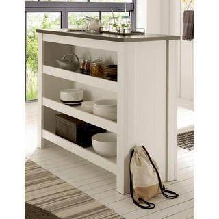 Furn.Design Barschrank Stove (Theke in weiß Pinie Landhaus, 130 x 106 cm) als Küchentheke oder gemütliche Bar weiß