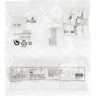 IKEA SYRLIG Gardinenringe mit Klemme und Haken; in weiß; (25mm); 10 Stück