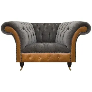 4067282745384 Chesterfield Sessel Textil 90 x 80 x 130 cm Grau