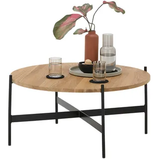 SetOne by Musterring Couchtisch, Schwarz, Eiche, Holz, Metall, Eiche, massiv, rund, eckig, 83x39x83 cm, Wohnzimmer, Wohnzimmertische, Couchtische, Couchtische Metall