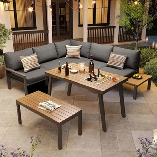 stilvora Garten-Lounge-Set 5-tlg. Grau