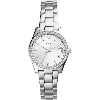 Fossil Uhr für Damen Scarlette Mini, Quarzwerk, 32mm Silbernes Edelstahlgehäuse mit Edelstahlarmband, ES4317
